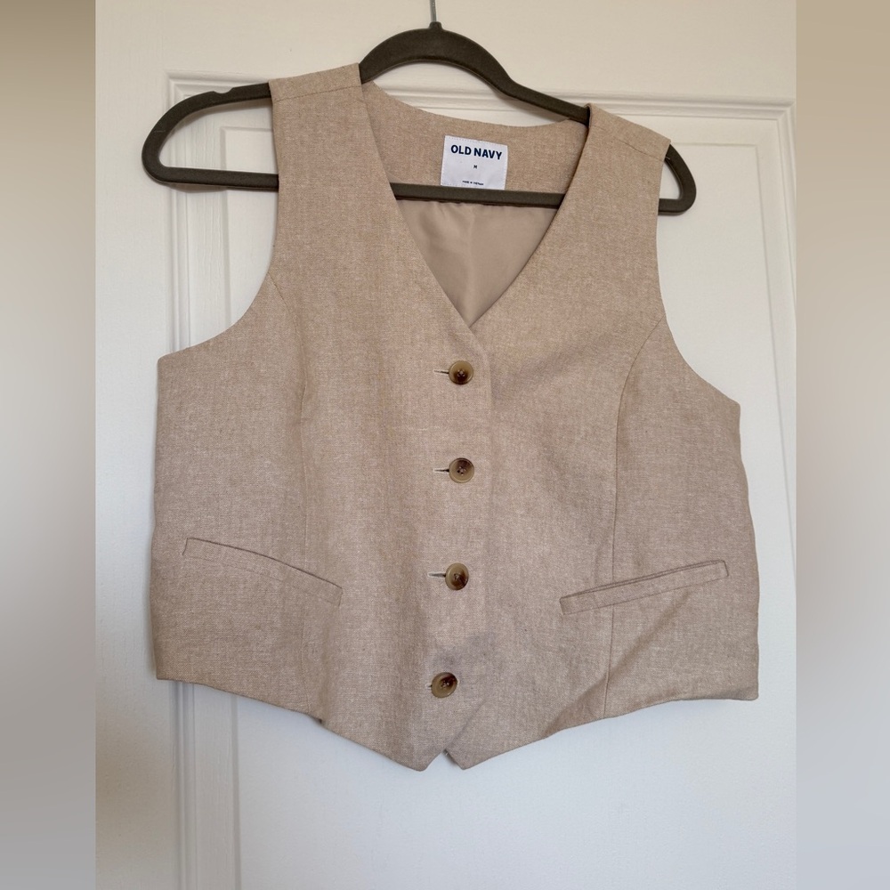 Old Navy Tan Button-Up Vest